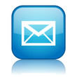 Square E-mail symbol button with reflection (blue)