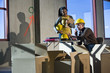 Multi-ethnic male and female construction workers