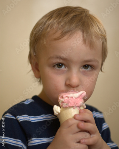Photo: Blond Boy eating ice cream Blond Boy eating ice cream