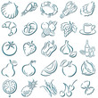 Blaue schattierte Food-Symbole Blaue schattierte Food-Symbole