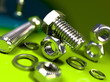 Bolt @ nut, green background