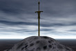 sword in stone 3d illustration