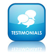 Square "TESTIMONIALS" button with reflection (blue)