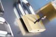 Business man on secure pedlock