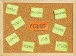 Young concerns on a cork board