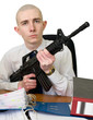 Accountant with a rifle in hands Accountant with a rifle in hands
