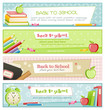 back to school - set of four pastel-colored banners
