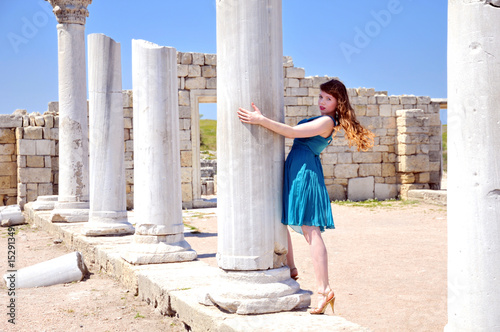 Photo: fashion model in the ancient town fashion model in the ancient town
