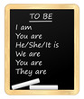 English lesson on a blackboard