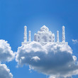 Taj Mahal in sky. Clouds design Taj Mahal in sky. Clouds design