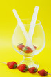 Glass with ice and strawberry