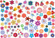 Set of colorful vector floral elements