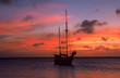 Caribbean sunset with sailboat silhouette, Bonaire