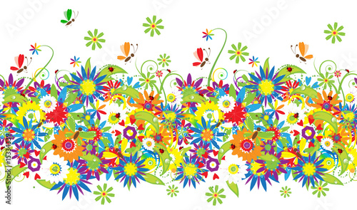 Summer day. Floral seamless background for your design