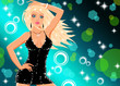 Beautiful disco-girl on blue background