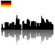 detailed vector silhouettes of Frankfurt with German flag