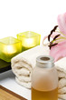 aromatherapie stillleben, weisser hintergrund