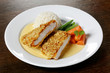breaded chicken with rice and vegetables breaded chicken with rice and vegetables