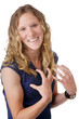 Happy young woman gesturing
