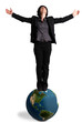 femme d'affaires debout sur un globe