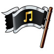 Music notes icon on pirate flag Music notes icon on pirate flag