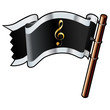 Treble clef icon on pirate flag Treble clef icon on pirate flag