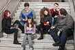 Photo: A few students at staircase talking A few students at staircase talking