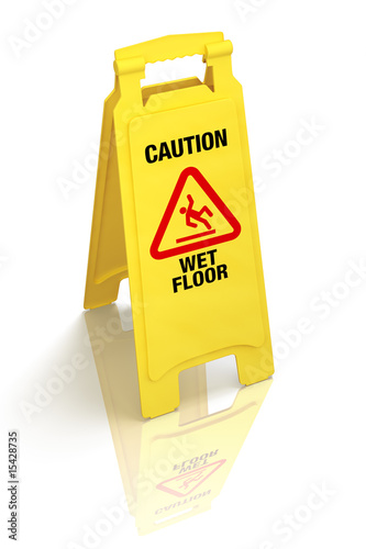 Illustration: “Caution - Wet Floor” sign, isolated, with clipping path “Caution - Wet Floor” sign, isolated, with clipping path