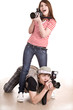 Photographer couple with digital camera. Photographer couple with digital camera.