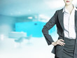 businesswoman in blue modern office businesswoman in blue modern office