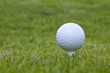 Golf ball on tee in grass