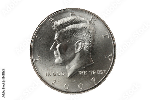 Photo: John F Kennedy Half Dollar coin with clipping path John F Kennedy Half Dollar coin with clipping path