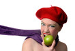 Biting on an apple