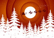 Santa Claus flying over the forest