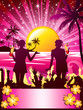 Pink sunset party card