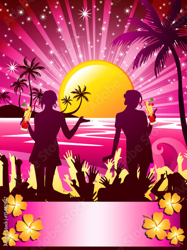 Pink sunset party card