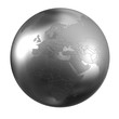 Europe, Afrique, globe, terre, métal