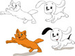 cat and dog, puppies playing
