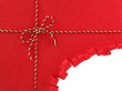 Christmas bow on red background with copy space Christmas bow on red background with copy space