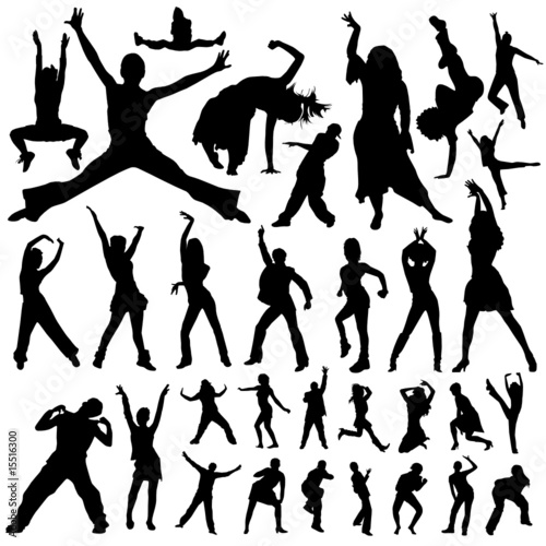 people dancing silhouette. dancing and party people