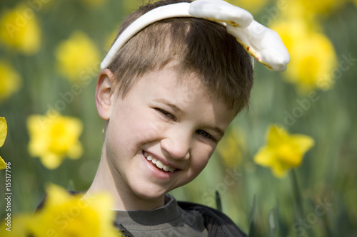 Photo: Young Boy Wearing Bunny Ears Smiling Young Boy Wearing Bunny Ears Smiling