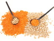 red lentils, chickpeas and two spoons