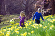 Girl and Boy Collecting Easter Eggs