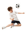 Boy playing football isolated on white background Boy playing football isolated on white background