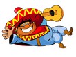 Happy mexican man with a guitar.