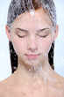 portrait of young girl taking shower