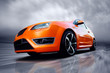 Beautiful orange sport car on road Beautiful orange sport car on road