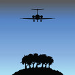 Remote Island with Airplane Flying Over