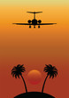 Remote Tropical Island with Airplane Flying Over