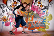 Teenagers urban graffiti